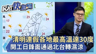 快新聞／清明連假「各地最高溫達30度」   收假日鋒面通過大台北再轉涼－民視新聞