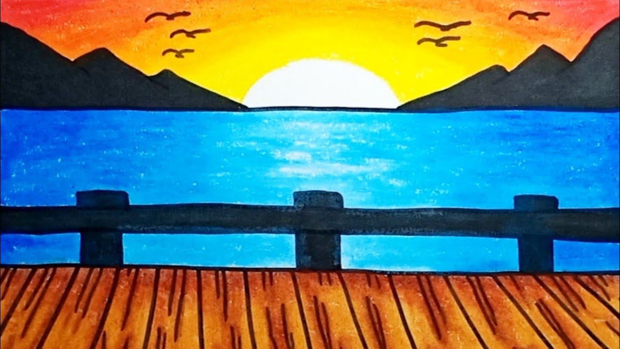 How To Draw Sunset Landscape