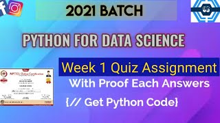 Python For Data Science Assignment Solution | Week 1 | NPTEL | SWAYAM 2022