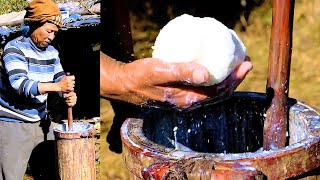 Traditional way to make butter in the Upperhillsite of Nepal