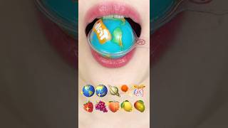 ASMR BALL JEELY EMOJI FOOD 🌎🌏🪐☄️🎊🍓🍇🍑🍋🥭 이모지 먹방 (sped up)