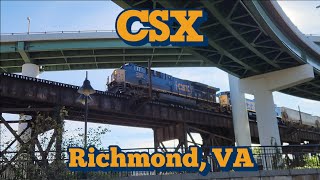 Shiny New CSX 7414 GE AC44C6M On Trestle Going Through Richmond, VA