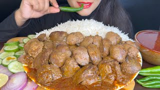 ASMR Eating Spicy Chicken Liver Curry+White rice+Salad *Food Eating videos*