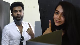 Simbu &Trisha Casted their Vote | TN Election 2021 | Assembly Election 2021 | kollyinfos