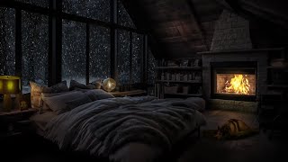 Cabin fireplace ambience | The ambiance felt from the window of the cabin on a cold snowy winter day