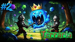 Terraria | #2 ПРОХОЖДЕНИЕ | УБИЙСТВО НАШЕГО ПЕРВОГО БОССА СЛАЙМ И СЛОЖНЕЙШАЯ ЛОКАЦИЯ!!!