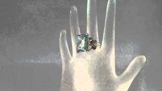 Estate 23ct Aquamarine with Blue Sapphire \u0026 Diamond 14k Gold Ring Ebay item 120722942828