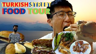 TURKISH STREET FOOD TOUR - BEST SANDWICHES IN TURKEY + BURNT ICE CREAM + BOREK in Antalya, Turkey!