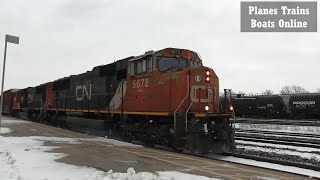 Train 397 Manifest CN 5672 \u0026 CN 5750 Locomotives Westbound To Michigan