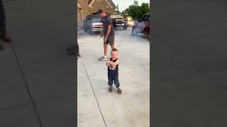 Little Boy Runs Around With Firework Sparkler