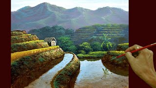 Acrylic Landscape Painting in Time-lapse / Rice Terraces / JMLisondra