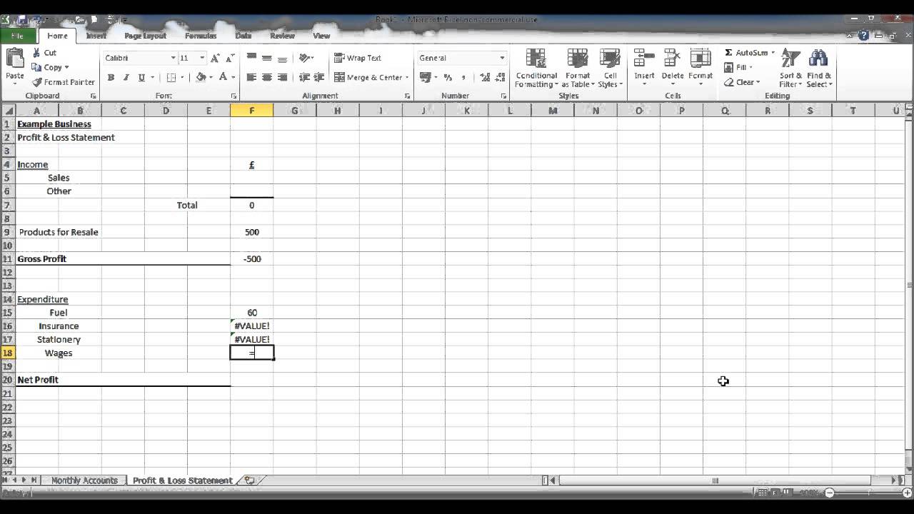 Create A Bookkeeping Spreadsheet Using Excel - Part 5 - YouTube