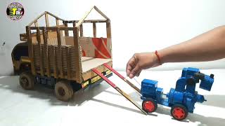 How to make Eicher Truck dj at home | mini cardboard dj | dj truck loading | dj light | Tech Toyz