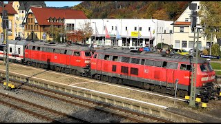 Bahnhof Immenstadt Allgäu: IC 2012 Oberstdorf-Stuttgart HBF mit BR 218/ DB Regio RE mit BR 612