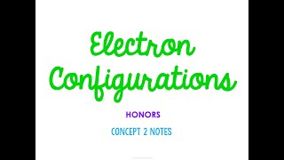 Unit 3 Electrons Concept 2 Notes HONORS