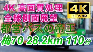 【営業係数187】王者！これが東京の乗りバス登竜門 梅70の全線だ！★4【4K側面展望60fps】