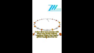 修正----GN-20250102-05 Amber silver hoop jewelry with silver bead facets Delicate necklace Winter