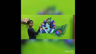 shree krishna wall painting, wall art, lord krishna,, wall art done by me,, made by Dipannita Das