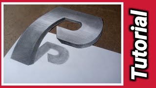 Drawing curved letter P. 3D curved letter P. Cool anamorphic illusion. 3D Letter P on paper #3d
