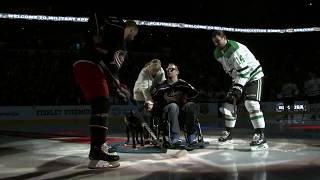 Columbus Blue Jackets, Dallas Stars honor US Army hero in ceremonial puck drop