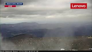 Beech Mountain Resort camera shows snow falling on Thursday afternoon