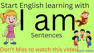 Basic English sentences for kids learning start learning English with' I am 'sentences