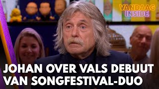 Johan hoort vals livedebuut van Songfestival-duo: 'Je schaamt je dat je Nederlander bent!'