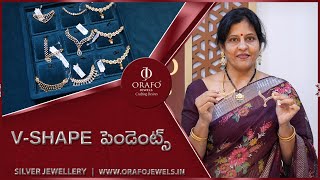 V-Shape Pendants for Black Beads Chains | Silver Jewellery | www.orafojewels.in