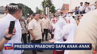 iNews NTT - Momen Anak-Anak Sekolah Dasar Antusias Sambut Kedatangan Presiden Prabowo