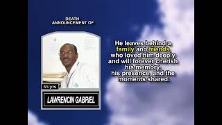 Lawrencin Gabriel ~ Short Obituary