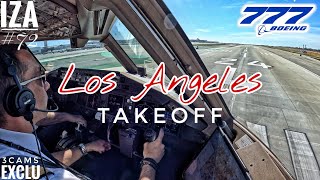 [EXCLU] B777 LAX 🇺🇸 Los Angeles | TAKEOFF 24L | 3 Cockpit Angles of View 4K | ATC & Crew Coms