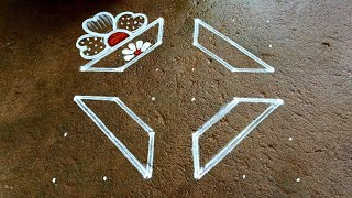 Aani madham flower pot rangoli|simple muggulu|6*6 dots Begginners rangoli|Beautiful Super rangoli