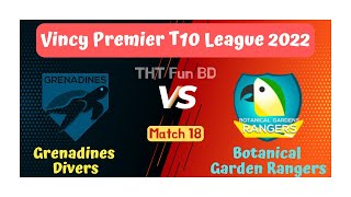 Live GRD vs BGR | Grenadines Divers vs Botanical Garden Rangers | Vincy Premier T10 League 2022