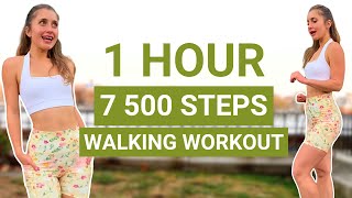 1 HOUR 7500 STEPS WORKOUT | fun fast walking dance workout, full body, no equipment, no jumping