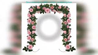 2 Pack Flower Garland Artificial Pink Rose Garlands Flowers Vine Fake Floral Vines for Wall Birth