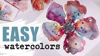 How I WATERCOLOR paint & doodle SIMPLE flower FROM DOTS ! Most Effortless ~ Painting Lessons