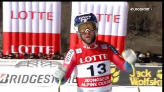 Alpine Skiing World Cup 2016. Men's Downhill. Jeongseon. Travis Ganong USA