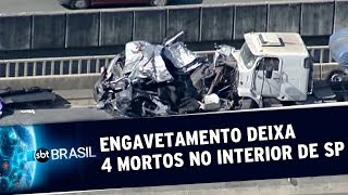 Engavetamento envolvendo 20 veículos deixa 4 mortos no Interior de SP | SBT Brasil (13/03/20)