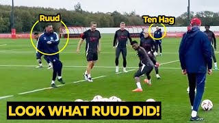 Van Nistelrooy LEAD TEAM training at Carrington as Ten Hag watches United training ahead Porto game