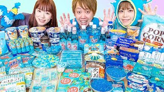 【過酷】24時間青い食べ物しか食べられない!? 男女で1色生活チャレンジ！〜BLUE COLOR CHALLENGE〜【検証】