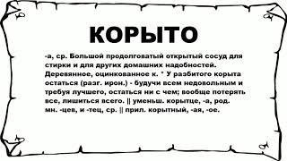 КОРЫТО - что это такое? значение и описание