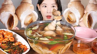 쫄깃쫄깃💛 수제비 넣은 뜨끈한 백골뱅이탕 먹방 Sea Snail (Whelk) Soup [eating show] mukbang korean food