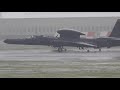 Spy Plane U-2 Dragon Lady taking off from RAF Fairford in sleet and snow.