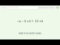 Solve 4(-4a-1)+15a=13: Linear Equation Video Solution | Tiger Algebra