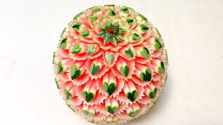 How to Make Hearts On Melon | Advanced Lesson 32 | By Mutita Art Of Fruit Or Vegetable Carving Video