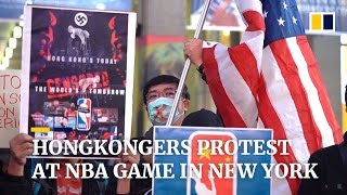 Hongkongers protest at NBA game in New York