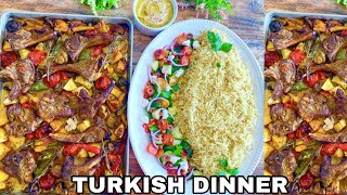 TURKISH DINNER RECIPE | Oven Baked Lamb Chops | Turkish Rice Pilaf | Sehriyeli Pilav