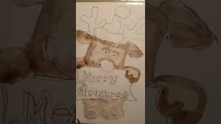 reindeer watercolour painting #christmas #shorts #watercolor