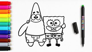 Let's Learn How to Draw Spongebob Squarepants and Patrick Star | Easy Drawing and Coloring