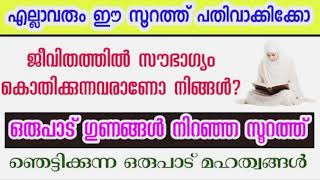 എല്ലാവരും ഈ സൂറത്ത് പതിവാക്കിയാൽ ജീവിതത്തിൽ സൗഭാഗ്യം നിങ്ങളെ തേടി വരും